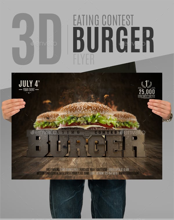 eating contest burger flyer