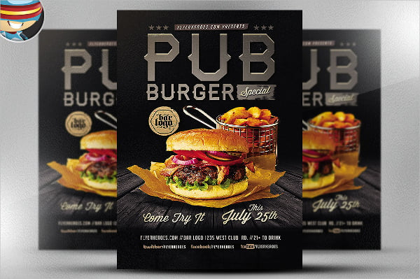 pub burger flyer templates