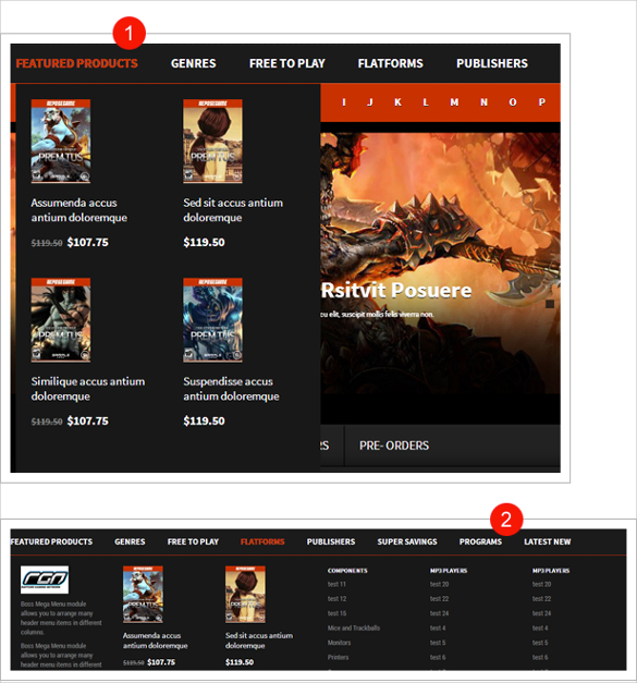 Video Games Website Template with Dark Background and Big Footer - MotoCMS