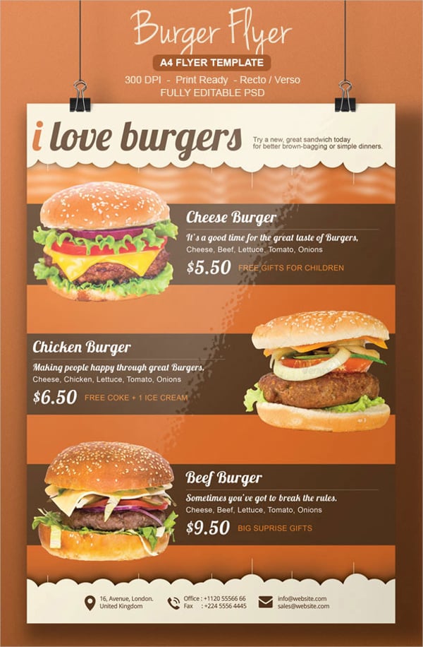 burger a4 flyer template