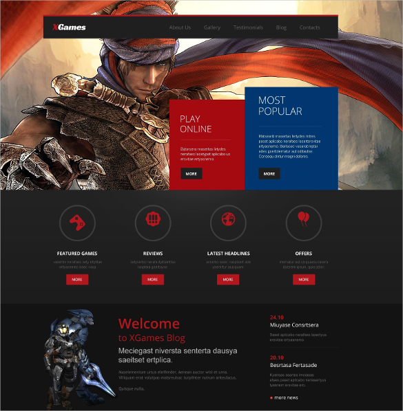 Free Responsive Gaming Templates