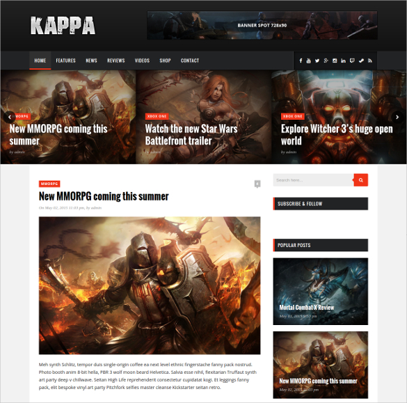 PC gaming news and reviews Website Template