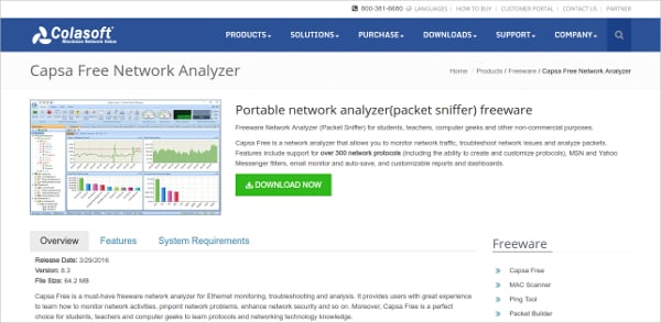 capsa free network analyzer