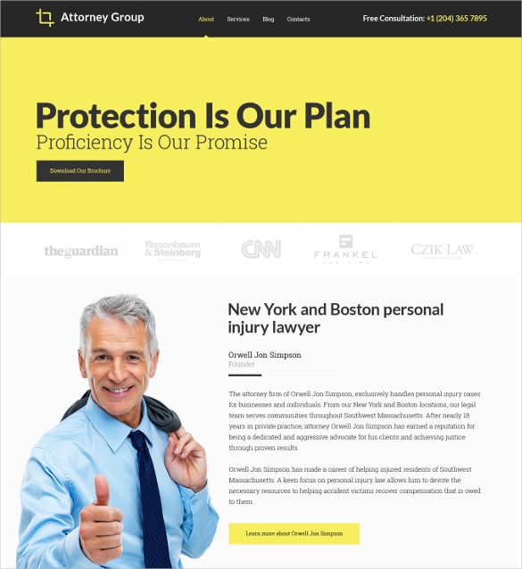 protection law firm responsive website template