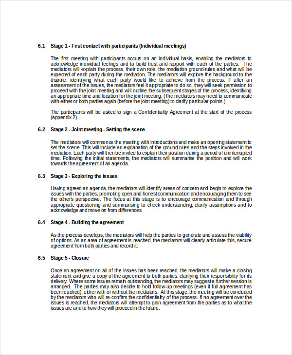 Workplace Mediation Outcome Agreement Template