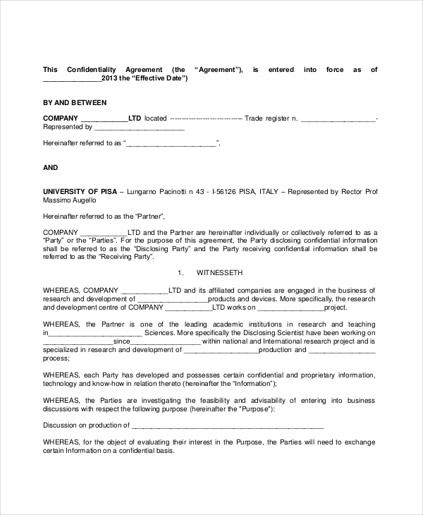 Mutual Confidentiality Agreement - 6+ Free Word, PDF Documents Download