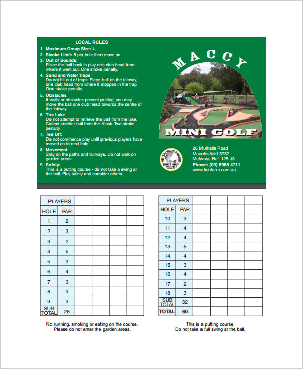 junior golf scoreboard pdf template