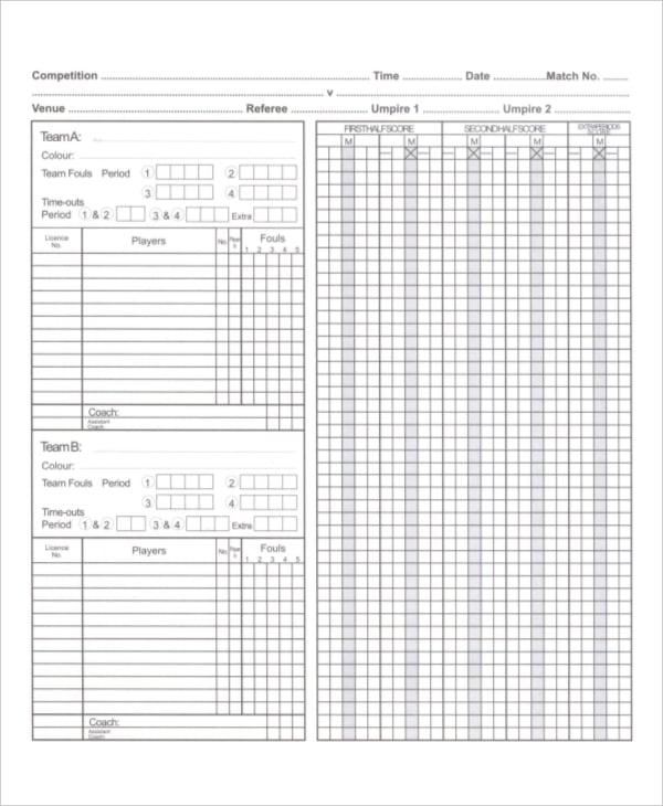 blank england basketball score sheet