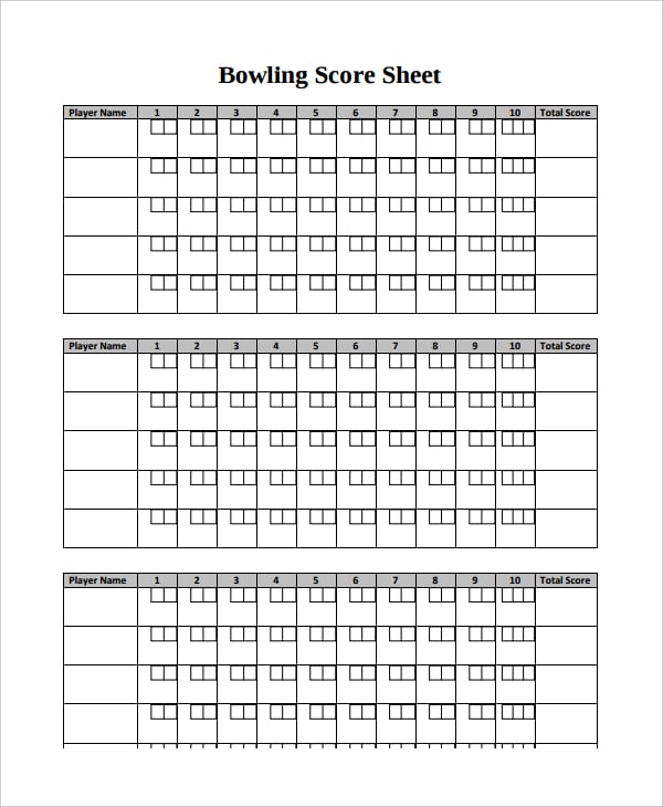 bowling score board template download