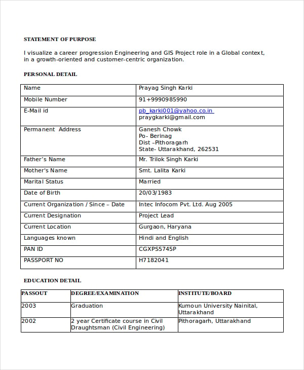 Autocad Resume Template 8+ Free Word, PDF Document Downloads