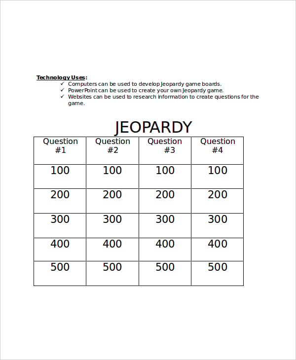 microsoft word jeopardy template download