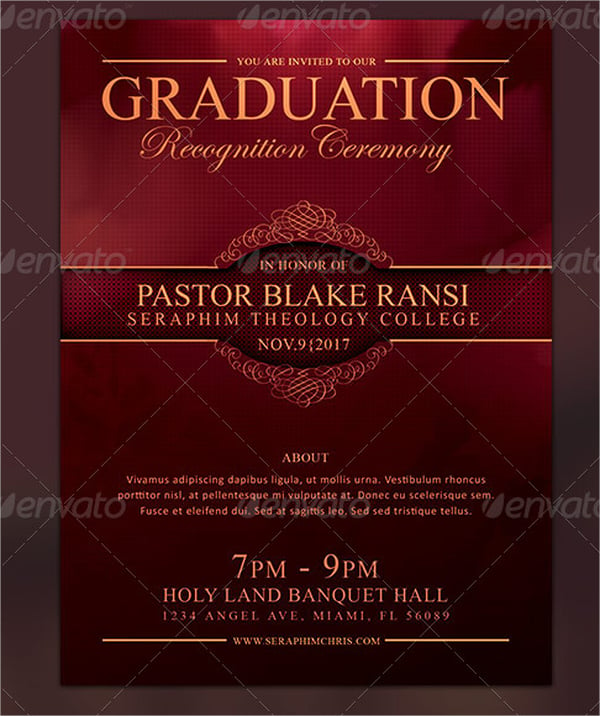 elegant pastor%e2%80%99s graduation flyer template