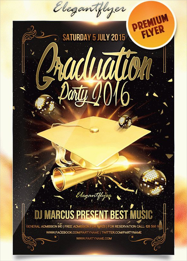 graduation event party flyer psd template