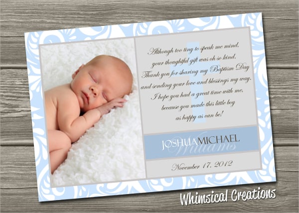 christening thank you card