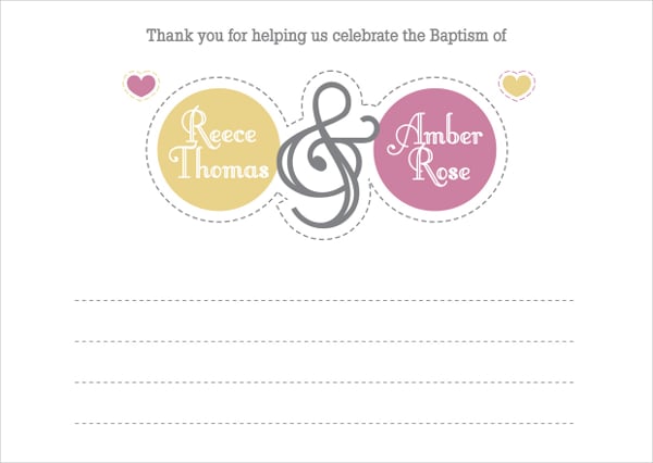 reese amber baptism thank you cards