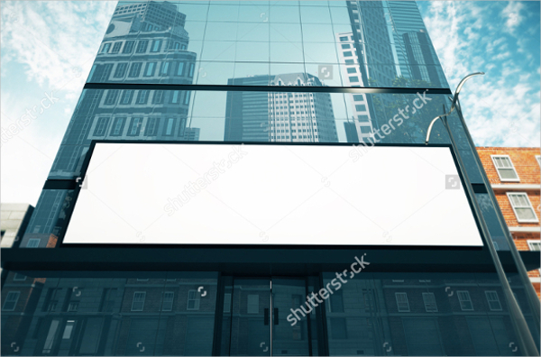 advertising mockup on business center wall