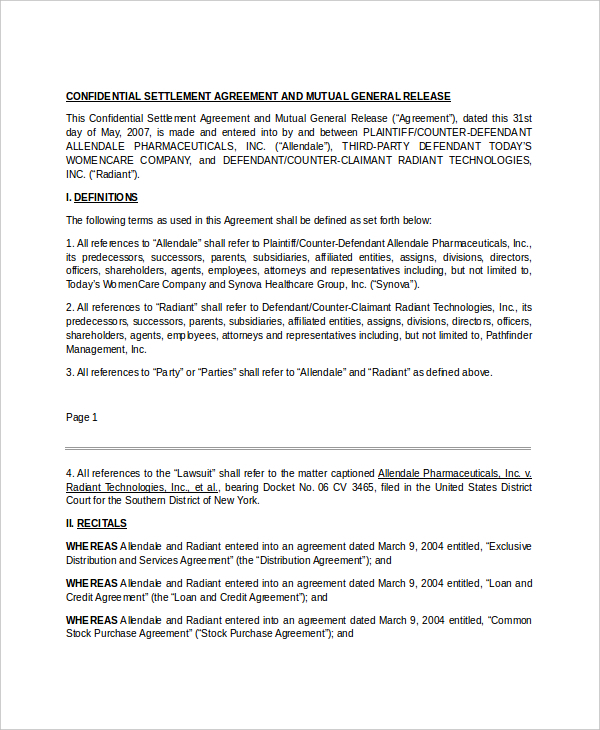 14+ Confidential Settlement Agreement Templates Free Sample, Example