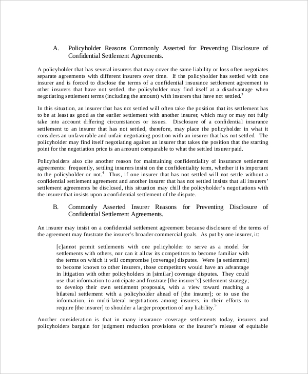 14+ Confidential Settlement Agreement Templates Free Sample, Example