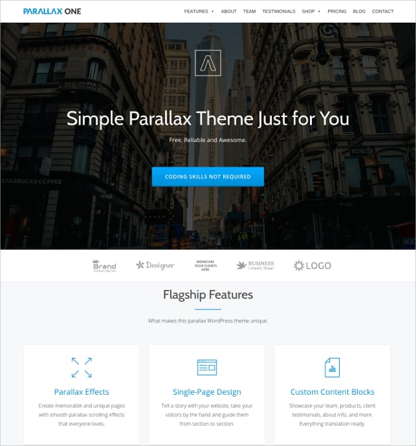 free one page wordpress theme for business