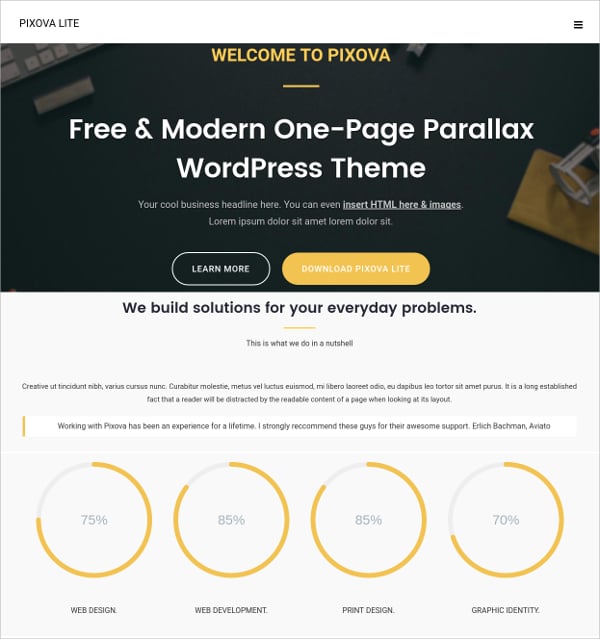 free modern parallax wordpress theme