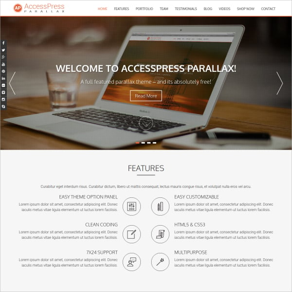 free parallax wordpress theme