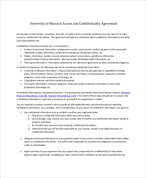 example legal confidentiality agreement for wills and testament