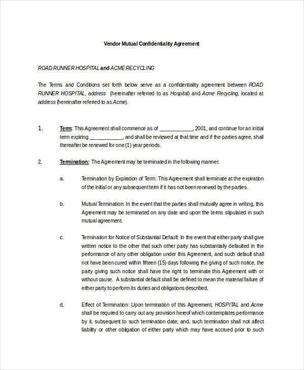 Mutual Contract Agreement Template