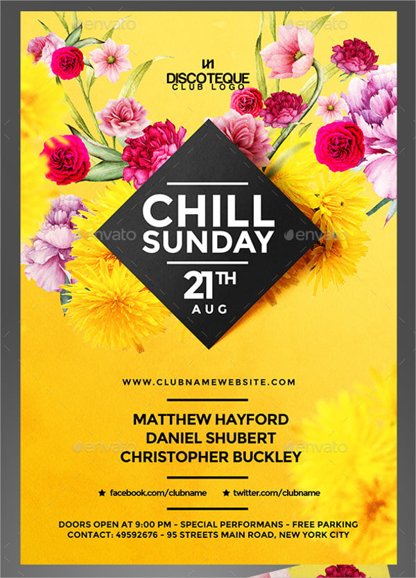 sunday party flyer template
