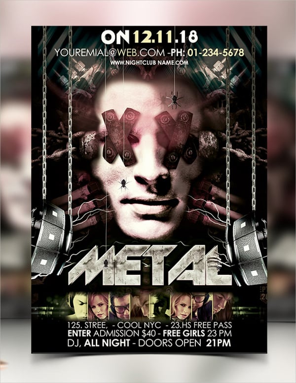 metal club party flyer template