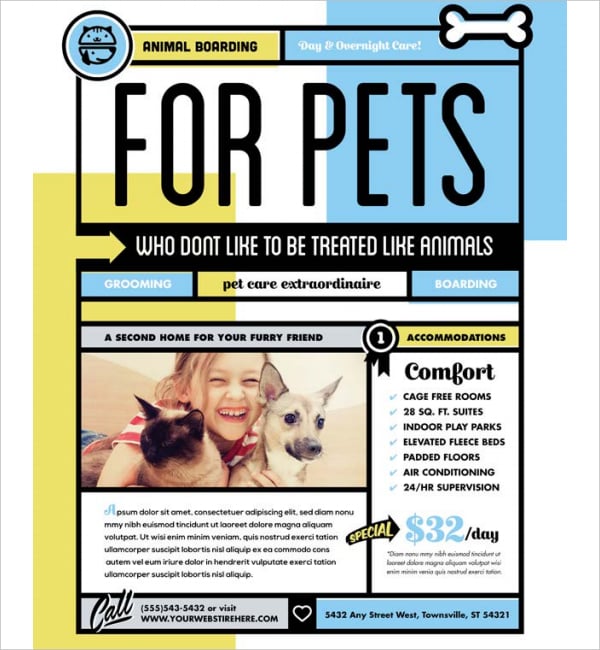 pet boarding flyer template