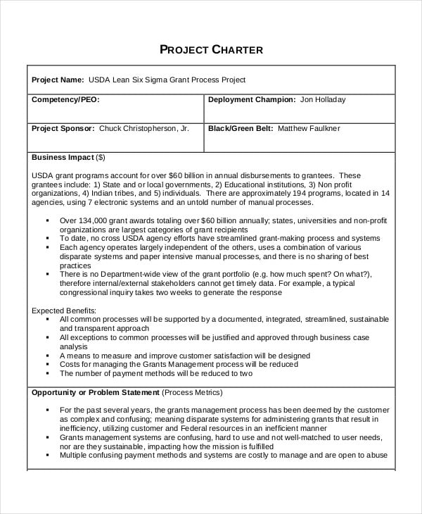 project charter assignment pdf