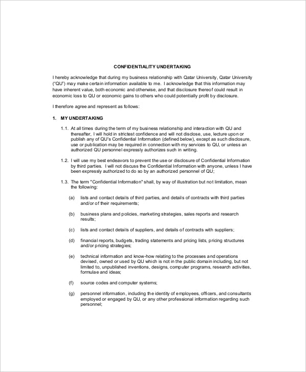 example personal confidentiality agreement for consultant