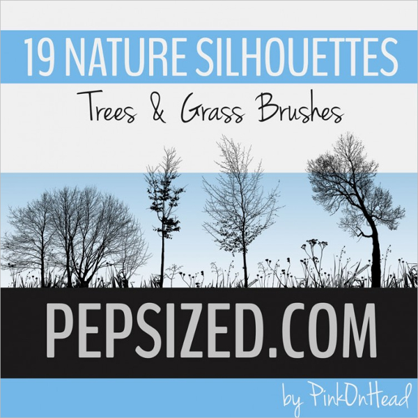 nature silhouettes trees grass brushes