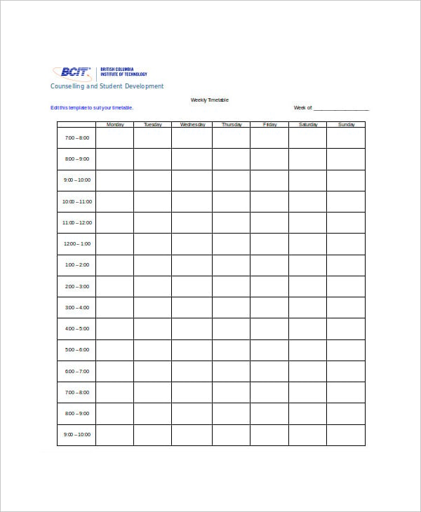 Time Table Template from images.template.net