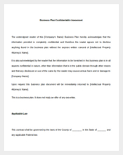 Business Plan Sample Confidentiality Agreement