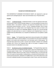 Example Asset Confidentiality Agreement