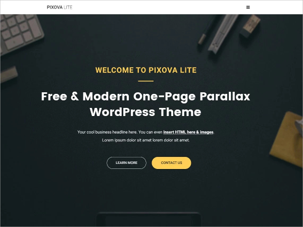 free one pge parallax business wordpress theme