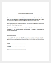 Example Standard Volunteer Confidentiality Agreement
