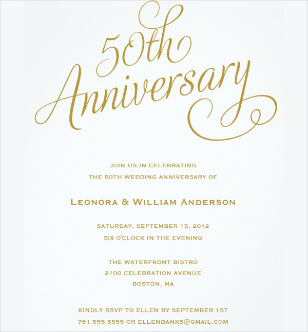 Free Templates For 50Th Anniversary Invitations Templates 1