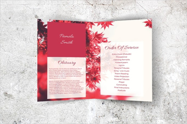 red leaves funeral stationery template