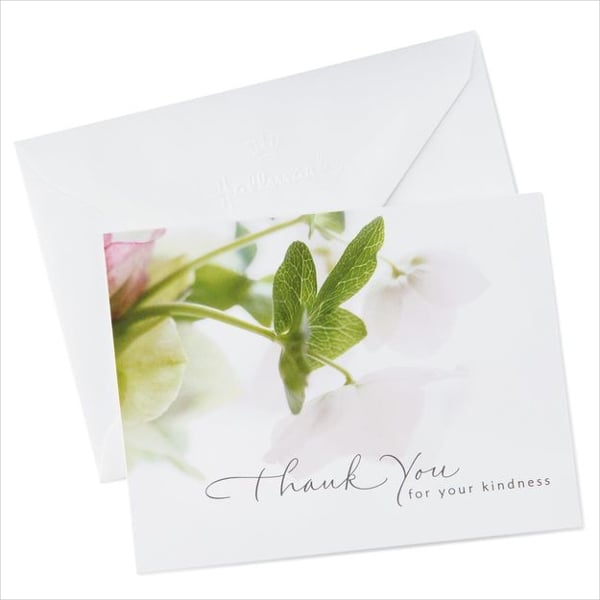 white floral thank you card