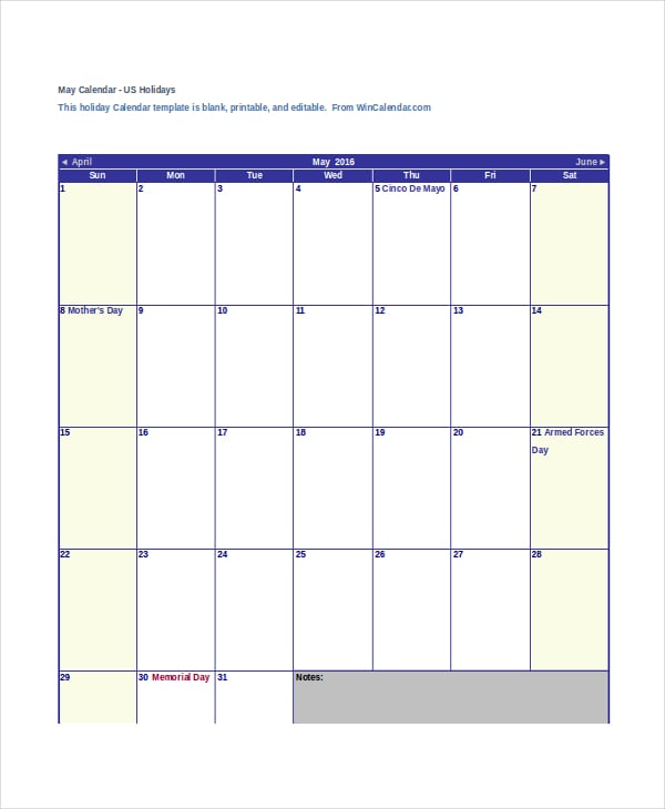 microsoft calendar template