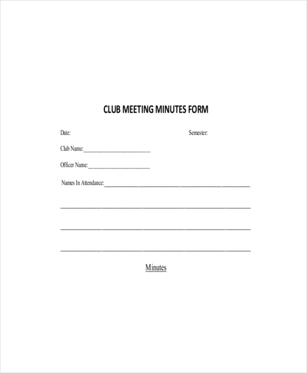club meeting minutes form