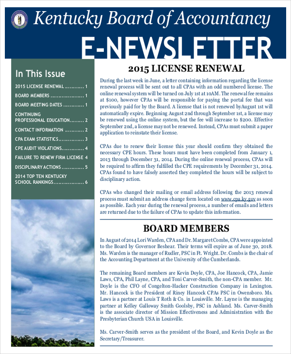 search company newsletters