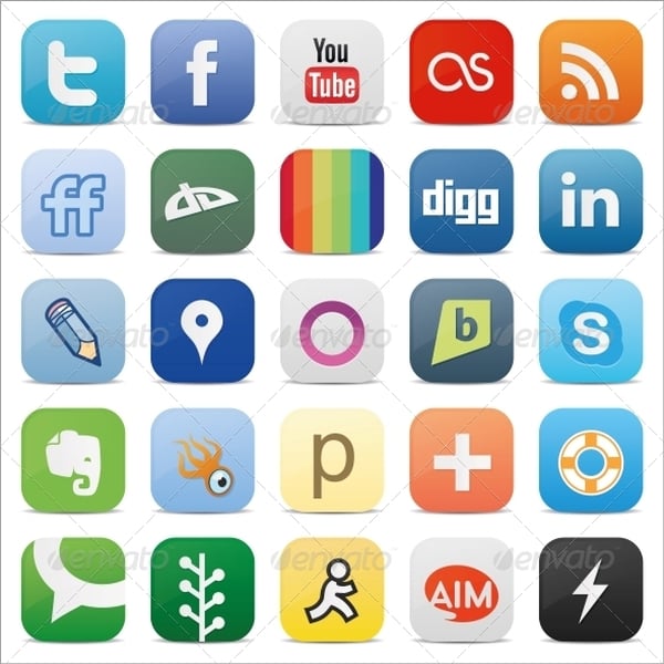social media square buttons