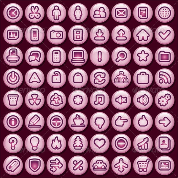 pink social media buttons