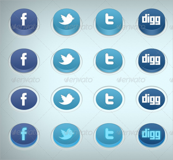 3d social media buttons