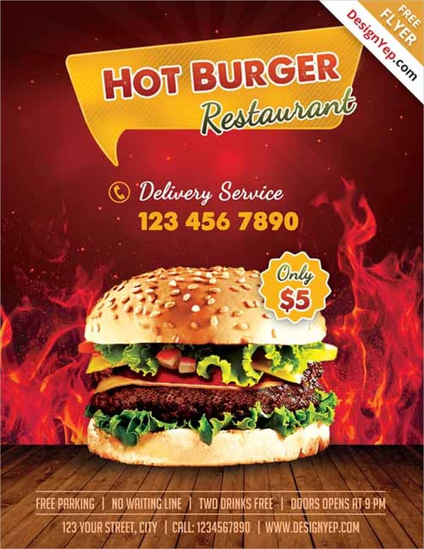 burger shop free flyer psd template
