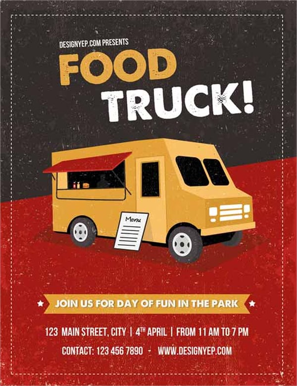 food truck free flyer psd template