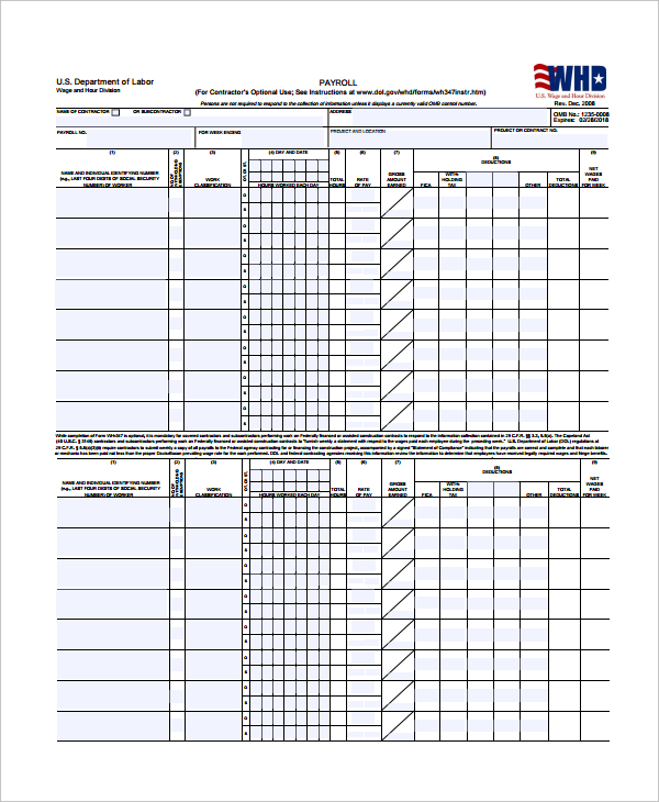14  Payroll Templates PDF Docs Xlsx